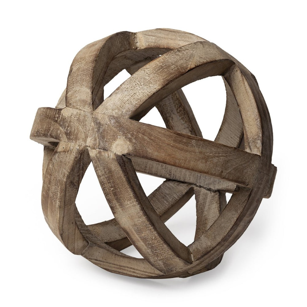 Mercana Tibik Handcrafted Wooden Orb - Elegant Sculptural Accent for Home Decor and Tabletop Styling 57767
