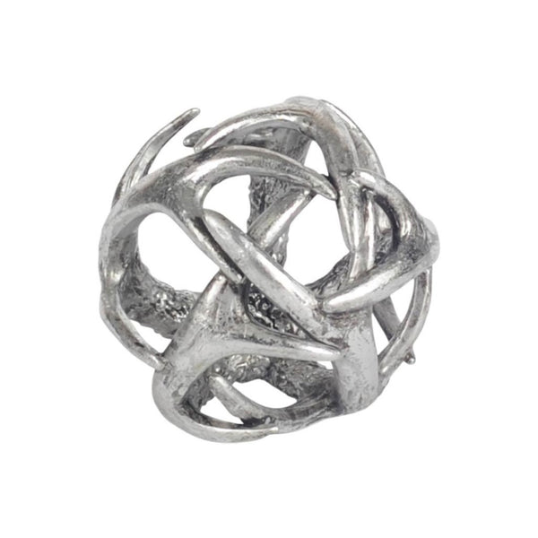Mercana Ramus Antler-Inspired Decorative Orb Ball in Antique Silver - A Sculptural Accent for Any Space Silver Resin | 5H 57802