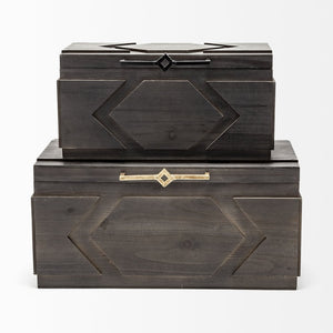 Mercana Cassia Stylish Wooden Storage Boxes with Iron Handles for Modern Farmhouse and Urban Loft Decor 57853