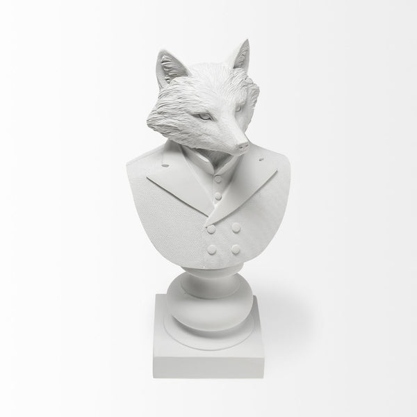 Mercana Murray Stylish White Resin Fox Bust - Charming Woodland Accent for Modern Home Décor Display White Resin | 13H 57900