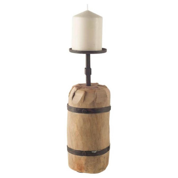 Mercana Edgeland Elegant Candle Holder - Modern Farmhouse Style with Solid Wood and Metal Accents for Decor 57940