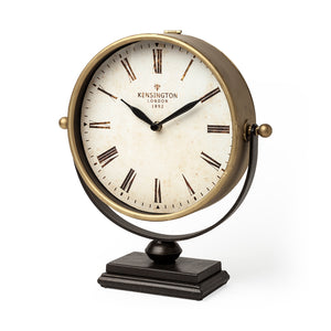 Mercana Houston Gold Metal Half Moon Base Table Clock 63102