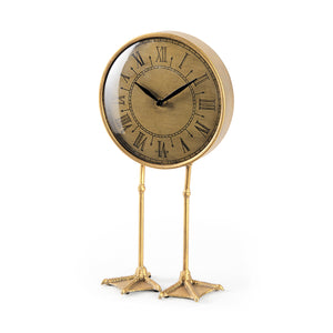 Mercana Chadwick Antiqued Brass Duck Leg Table Clock 63115