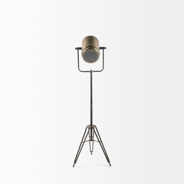 Mercana Debdou Adjustable Cinema-Style Floor Lamp with Sleek Stem and Sturdy Collapsible Base for Any Space Gold Metal 65134