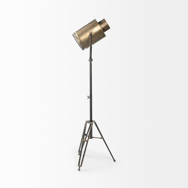 Mercana Debdou Adjustable Cinema-Style Floor Lamp with Sleek Stem and Sturdy Collapsible Base for Any Space Gold Metal 65134
