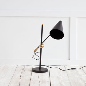 Mercana Fragon I Adjustable Cone Shade Table Lamp - Industrial Elegance for Modern Homes & Offices Black Metal 65226