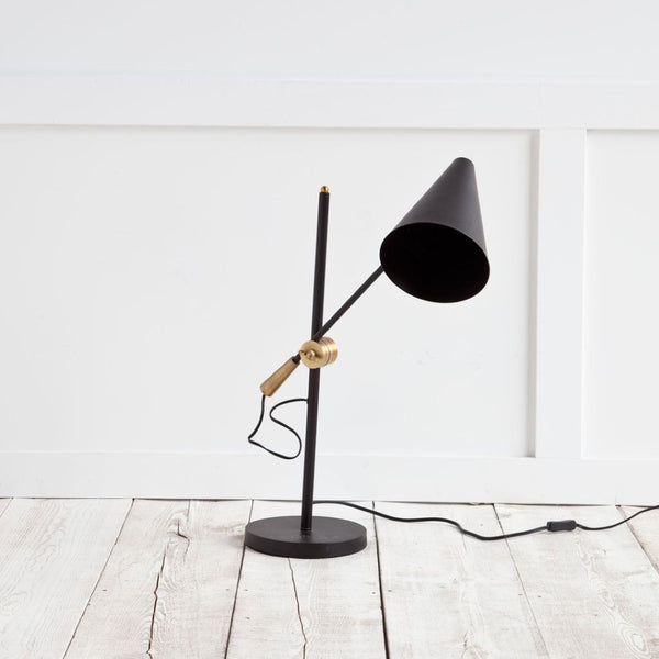 Mercana Fragon I Adjustable Cone Shade Table Lamp - Industrial Elegance for Modern Homes & Offices Black Metal 65226