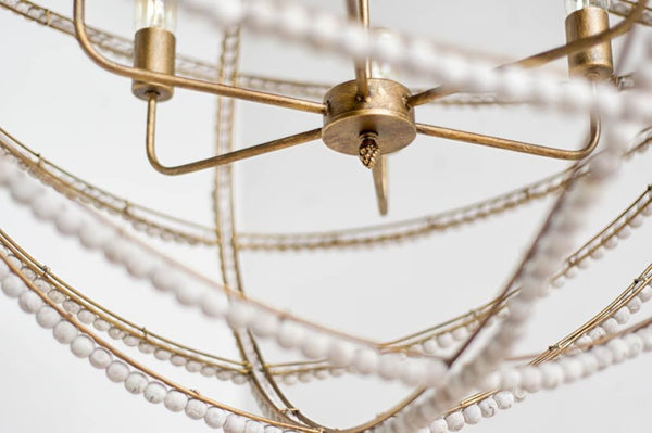 Mercana Ava Elegant Six-Bulb Chandelier with Rustic Beads for Boho Chic Lighting in Dining & Living Spaces 65273