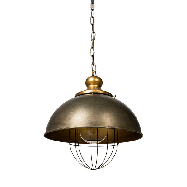 Mercana Dawson 13x13.5 Chic Industrial Pendant Light with Distressed Bronze Finish for Modern Spaces Gold Metal | 16W 65275