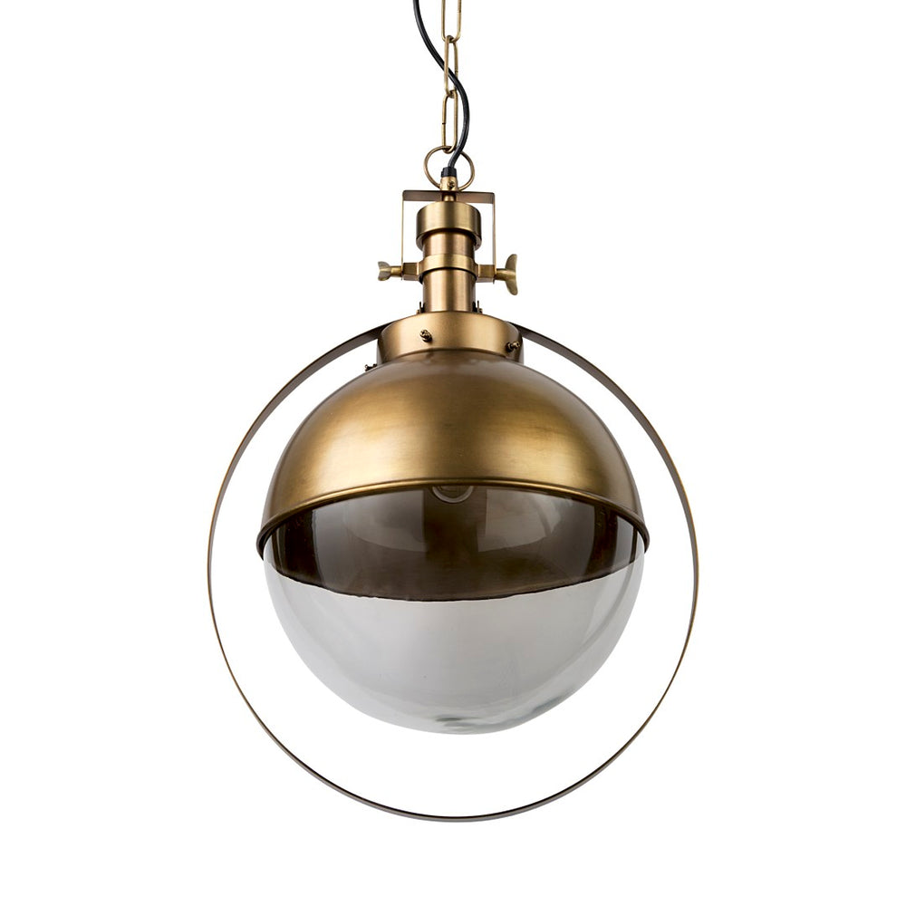 Mercana Leighton Pendant Light - Striking Spherical Design in Antiqued Gold for Modern Farmhouse Glamour Gold Metal | Glass Globe 65281