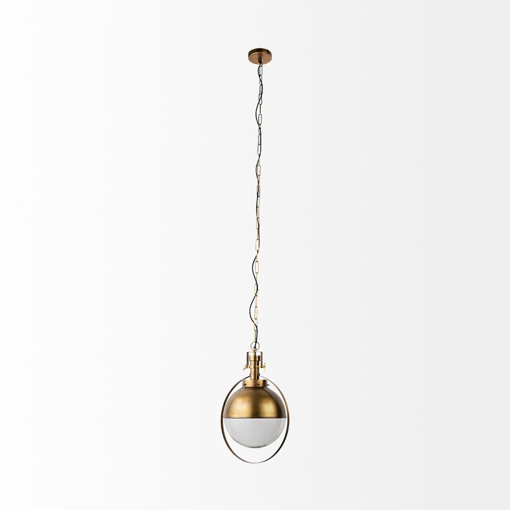 Mercana Leighton Pendant Light - Striking Spherical Design in Antiqued Gold for Modern Farmhouse Glamour Gold Metal | Glass Globe 65281