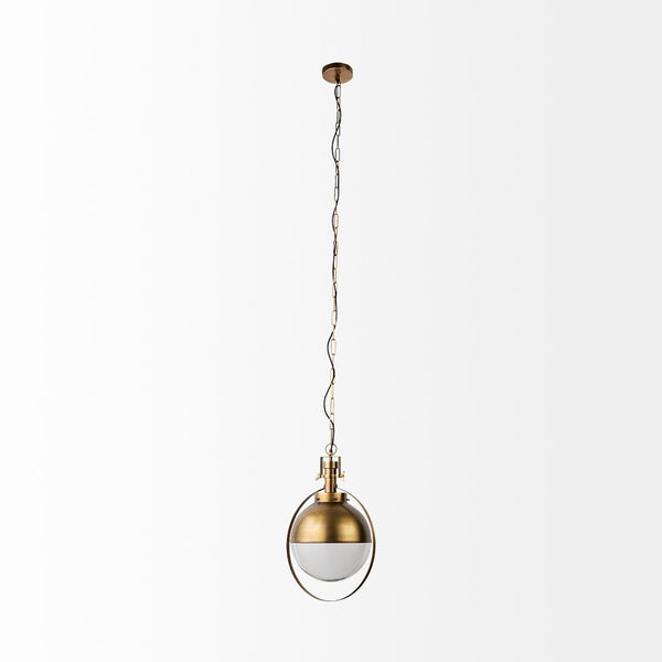 Mercana Leighton Pendant Light - Striking Spherical Design in Antiqued Gold for Modern Farmhouse Glamour Gold Metal | Glass Globe 65281