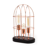 Mercana Sutton (19.3"H) Rose-Gold Metal Cylindrical Cage Three Bulb Table Lamp  65289