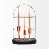 Mercana Sutton (19.3"H) Rose-Gold Metal Cylindrical Cage Three Bulb Table Lamp  65289