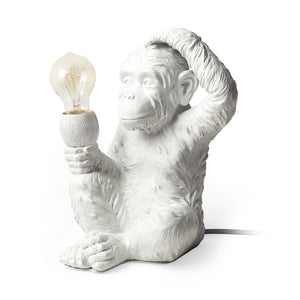 Mercana Simia (12"H) White Resin Playful Monkey Table Lamp  65319