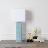 Mercana Berkley II (30"H) Sky-Blue Ceramic Rectangular Base w/ White Shade Table Lamp  65344