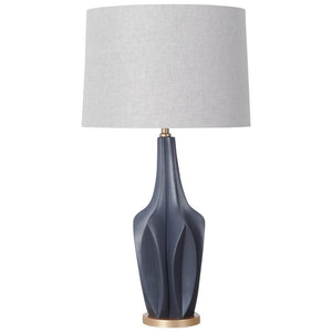 Mercana Bravar III 30" Gray-Blue Resin Base w/ Gray Fabric Shade Table Lamp 65358