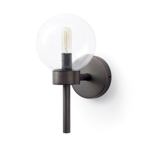 Mercana Boltern Elegant Matte Black Wall Sconce with Clear Shade for Modern and Industrial Home Décor 65360