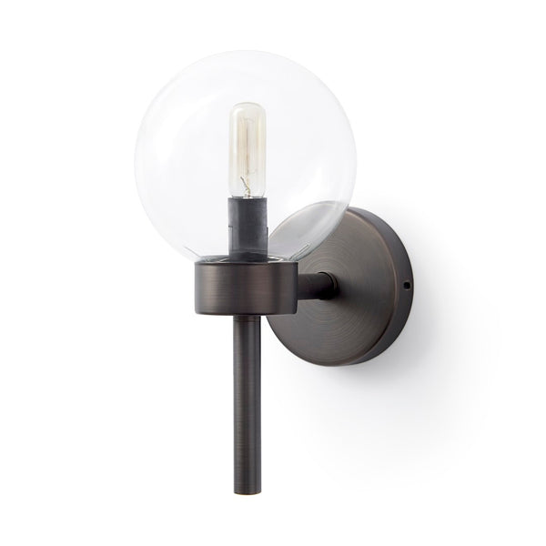 Mercana Boltern Elegant Matte Black Wall Sconce with Clear Shade for Modern and Industrial Home Décor 65360