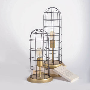 Mercana Carkner I Industrial Table Lamp - Striking Cylindrical Metal Cage Design for Modern Interiors 65378