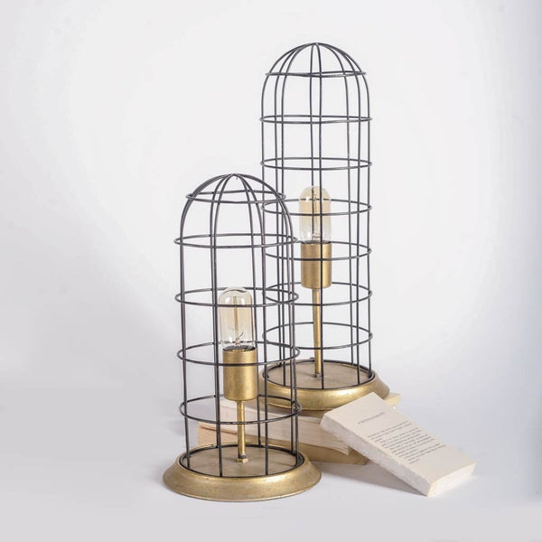 Mercana Carkner I Industrial Table Lamp - Striking Cylindrical Metal Cage Design for Modern Interiors 65378