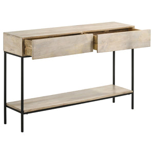 English Elm Terrace Solid Mango Wood Console Table with Drawers Whitewashed Foyer Accent B062P451718