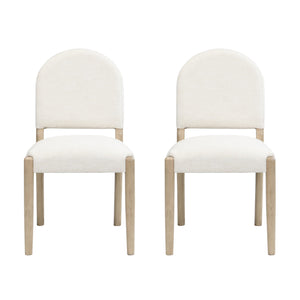 English Elm Christopher Knight Home® - Dining Mid Century Fabric Upholstered Armless Side Chairs Set of 2 with Rubberwood Frame and Tapered Legs, Comfortable Backrest, Easy Assembly Beige,Natural Ash N771P361492A