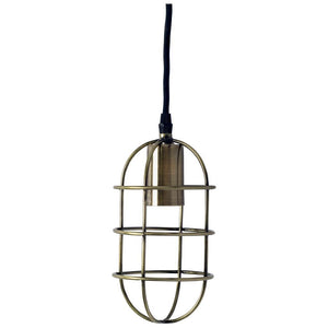 Mercana Hines I 4x8 Antiqued-Brass Metal Cage Pendant Light  65392