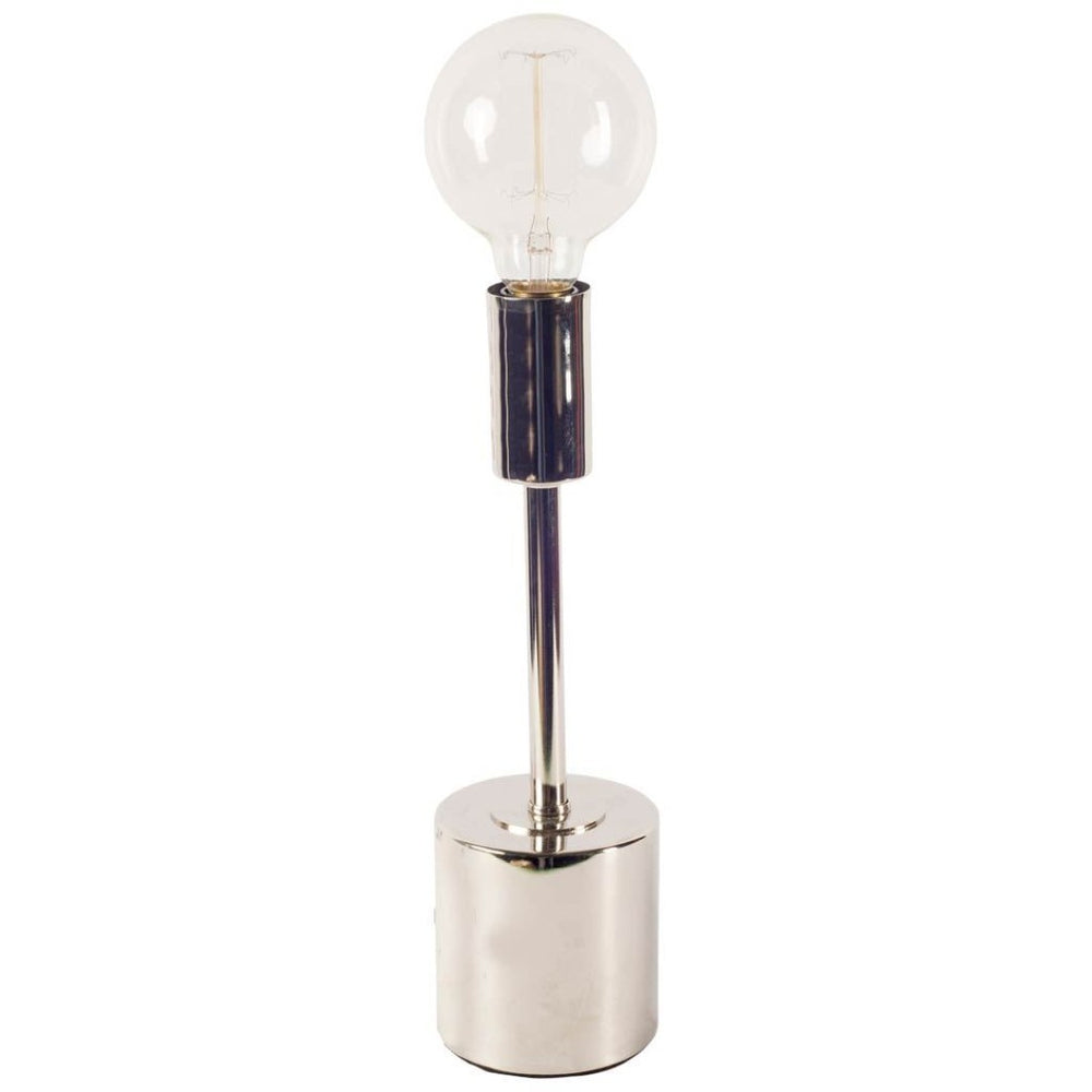 Mercana Mooney I Shade-less Table Lamp – Minimalist Gold Metal Design for Modern Urban Interiors Metallic-Silver Metal 65418