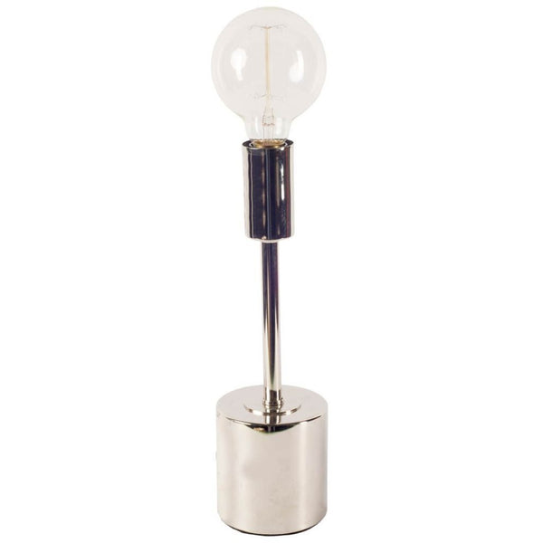 Mercana Mooney I Shade-less Table Lamp – Minimalist Gold Metal Design for Modern Urban Interiors Metallic-Silver Metal 65418