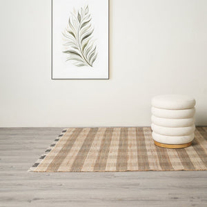 English Elm Area Jute Cotton Flatweave Rug Handwoven Gray Plaid for Living Room or Entryway B346P321260