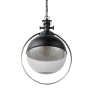 Mercana Leighton Pendant Light - Striking Spherical Design in Antiqued Gold for Modern Farmhouse Glamour Black Metal | Glass Globe 65463