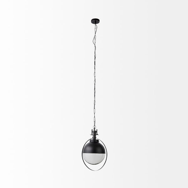 Mercana Leighton Pendant Light - Striking Spherical Design in Antiqued Gold for Modern Farmhouse Glamour Black Metal | Glass Globe 65463