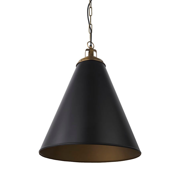 Mercana Fenton Pendant Light – Stylish Modern Farmhouse Design with Conical Shade for Elegant Illumination Black Shade | Gold Metal 65465