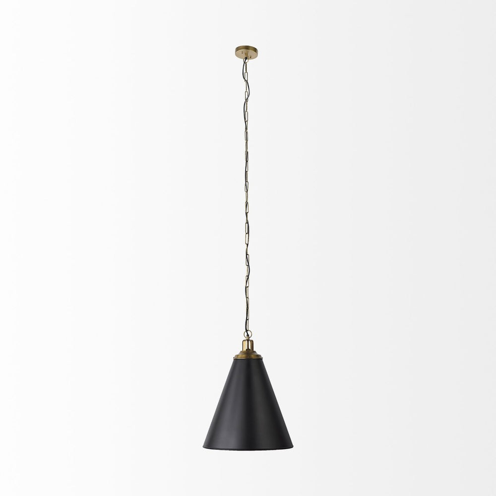 Mercana Fenton Pendant Light – Stylish Modern Farmhouse Design with Conical Shade for Elegant Illumination Black Shade | Gold Metal 65465
