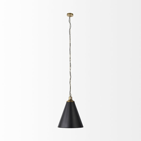 Mercana Fenton Pendant Light – Stylish Modern Farmhouse Design with Conical Shade for Elegant Illumination Black Shade | Gold Metal 65465
