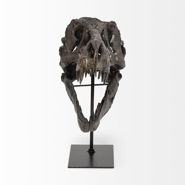Mercana Lagrane Tyrannosaurus Rex Skull Replica - Stunning Fossilized Décor for Unique Themed Spaces Brown Resin | 12H 67025