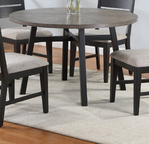 English Elm 1pc Modern Light Gray Round Dining Table with Black Pedestal Base, 44" DIA x 30.5"H, Elegant Contrast Finish B011P287477