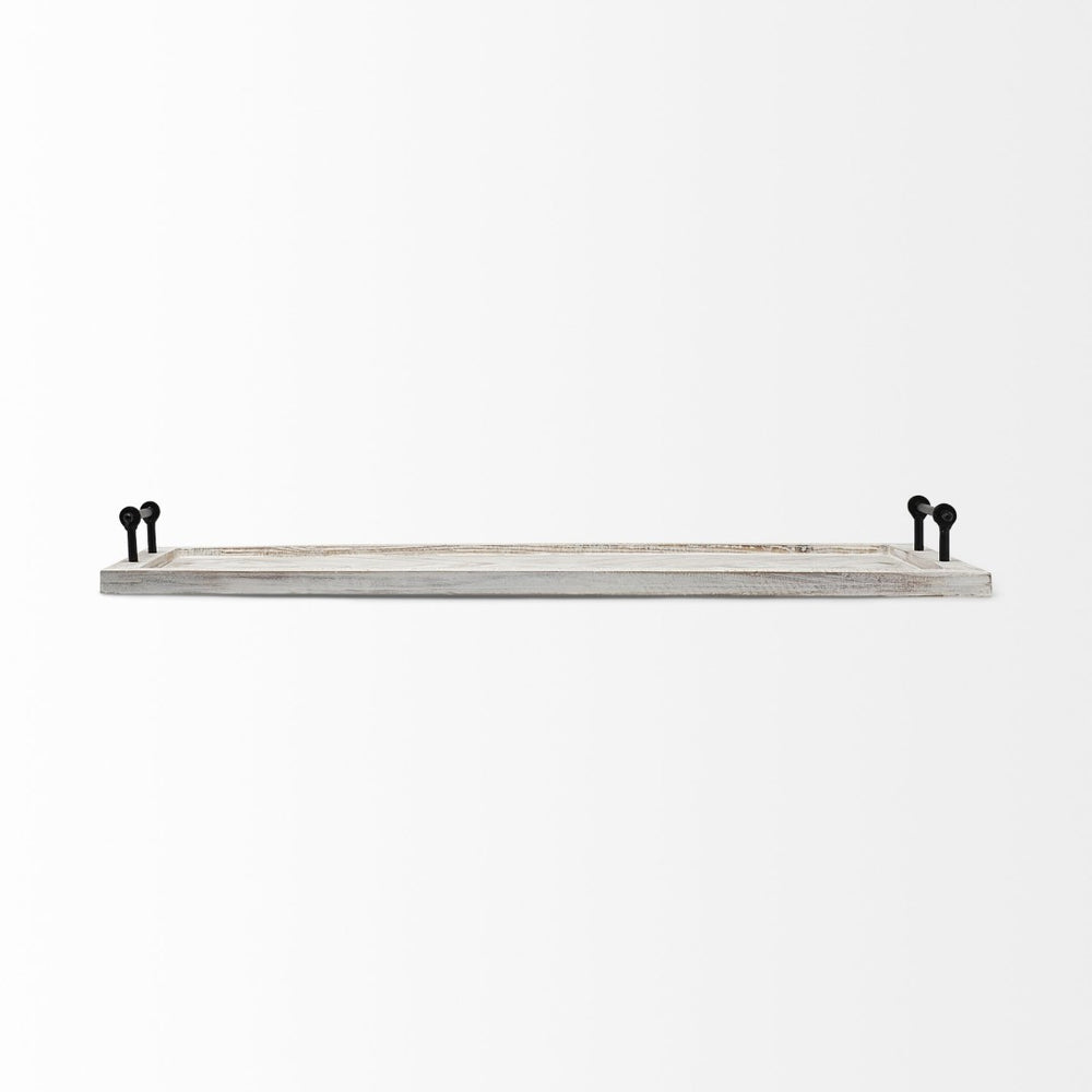 Mercana Alfred Rectangular Herringbone Tray - Rustic Charm with Metal Handles for Stylish Serving & Décor 67036