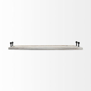 Mercana Alfred Rectangular Herringbone Tray - Rustic Charm with Metal Handles for Stylish Serving & Décor 67036