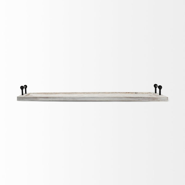 Mercana Alfred Rectangular Herringbone Tray - Rustic Charm with Metal Handles for Stylish Serving & Décor 67036