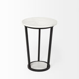 Mercana Bombola I (Small) 15L x 15W White Round Marble Top W/Black Metal Frame Accent Table  67038