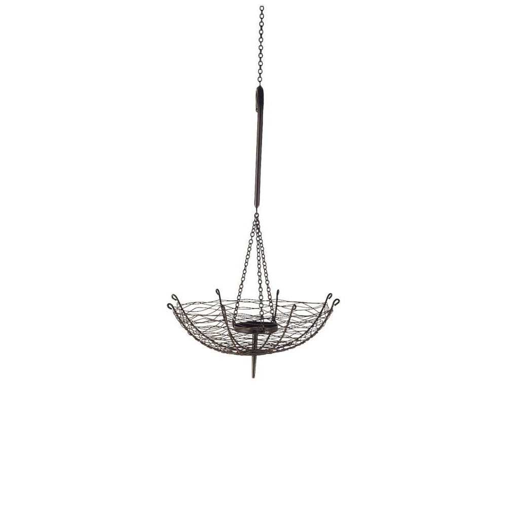 Mercana Rihanna Inverted Umbrella Candle Holder Lantern – Stylish Metal Pendant for Modern Home Décor Black Metal | 31H 67040