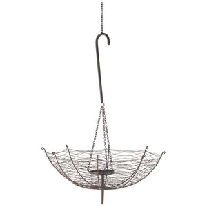 Mercana Rihanna Inverted Umbrella Candle Holder Lantern – Stylish Metal Pendant for Modern Home Décor Black Metal | 42H 67042