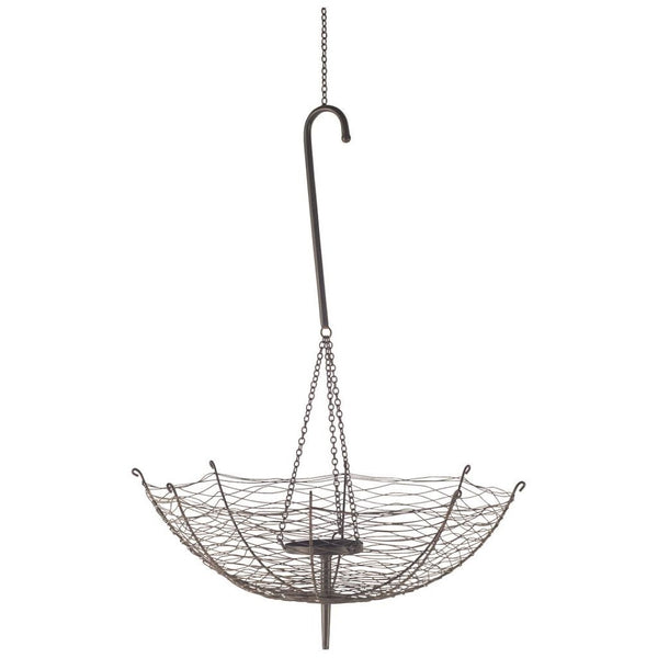 Mercana Rihanna Inverted Umbrella Candle Holder Lantern – Stylish Metal Pendant for Modern Home Décor Black Metal | 42H 67042