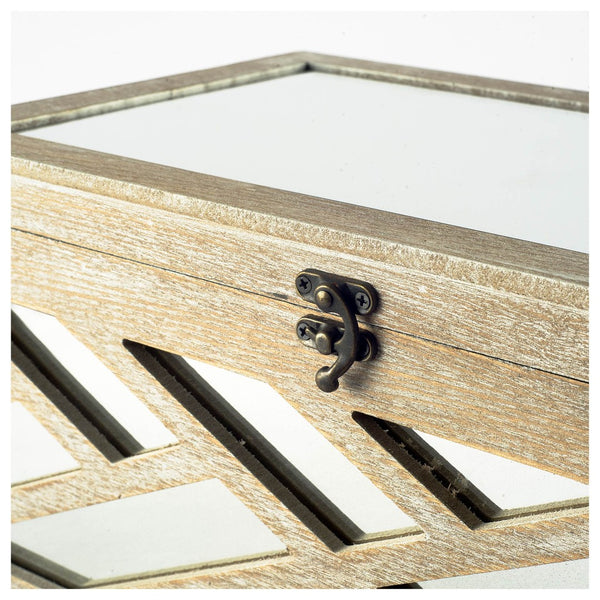 Mercana Tiffany Glamorous Wooden Storage Boxes with Mirror Inlays - Chic Chevron Design for Stylish Decor 67050
