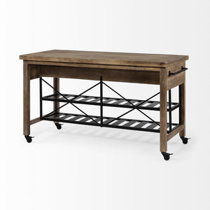 Mercana Stuart Versatile Rolling Kitchen Island with Solid Wood Top and Two-Tier Storage for Modern Spaces 67103