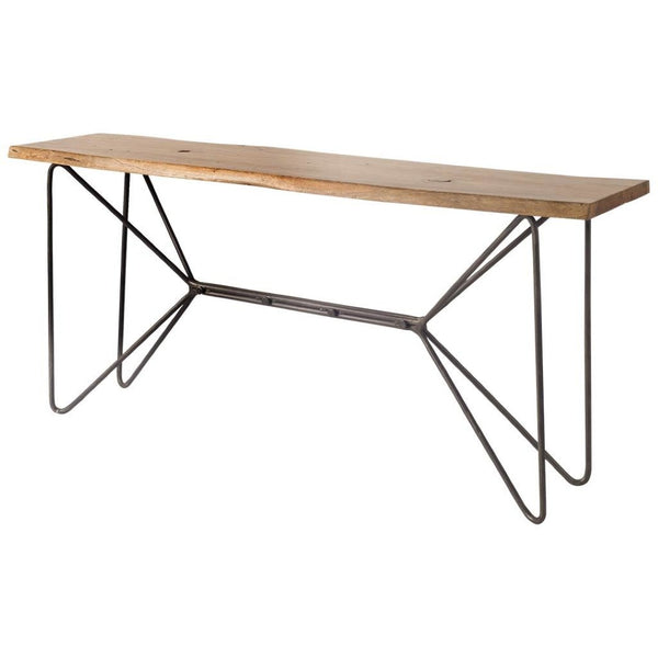 Mercana Papillion Console Table - Striking Live-Edge Acacia Design with Industrial Butterfly-Inspired Frame 67115-AB