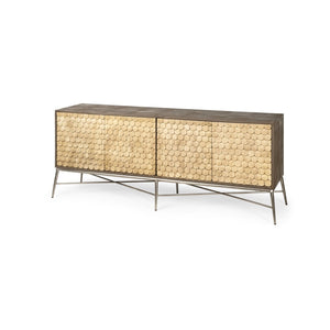 Mercana Swordfish Two-Tone Sideboard Cabinet with Fish-Scale Doors - Stylish Storage for Modern Interiors 67116