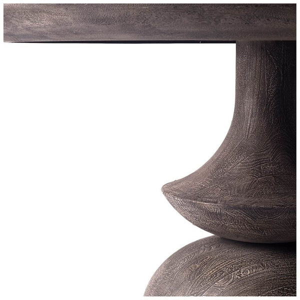 Mercana Crossman Solid Mango Wood Dining Table with Sculptural Pedestal Base for Elegant Gatherings 60" Dk Brown/Gray Wood Top | Dk Brown/Gray Wood Top 67119-AB
